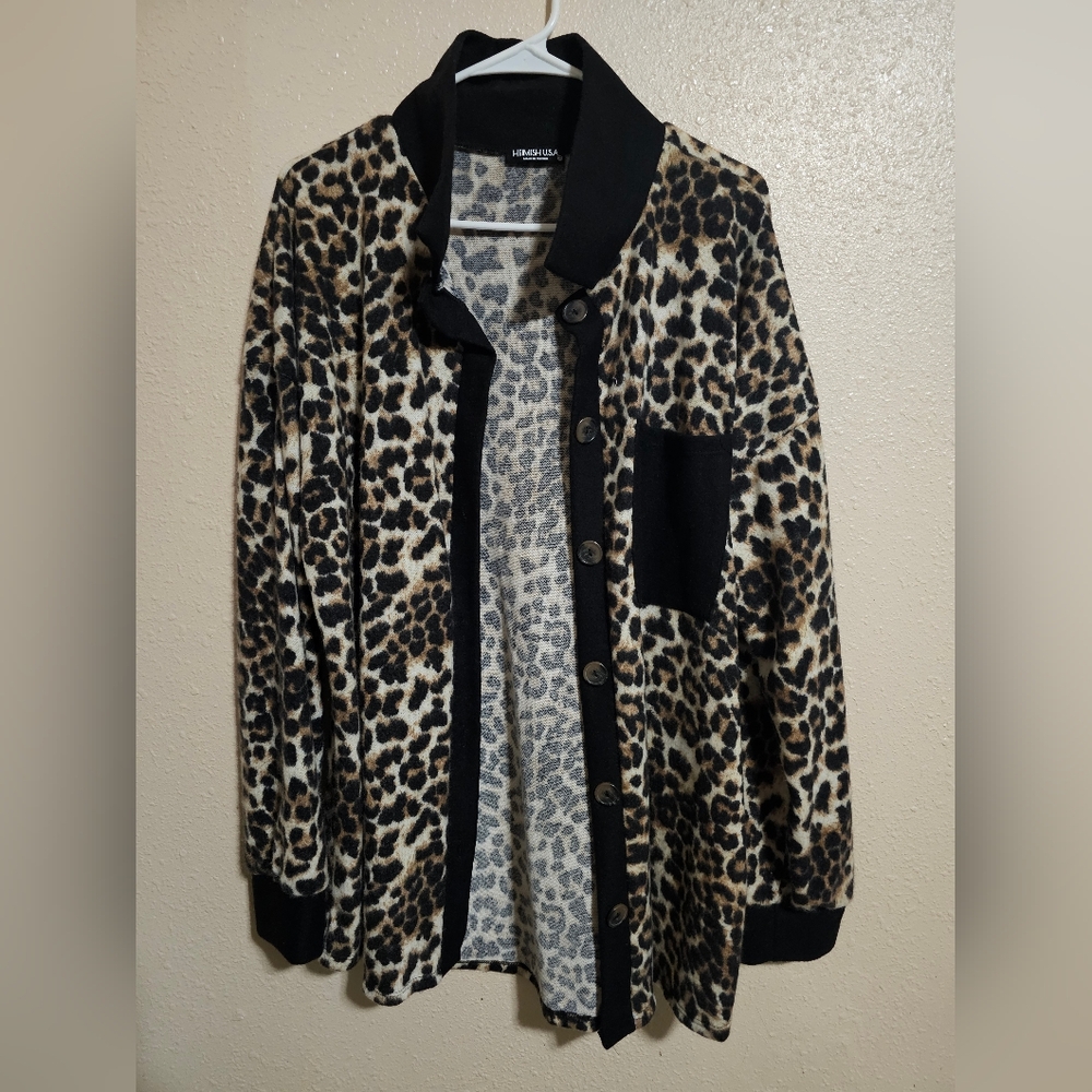 Heimish Leopard Print Cardigan size 1xl